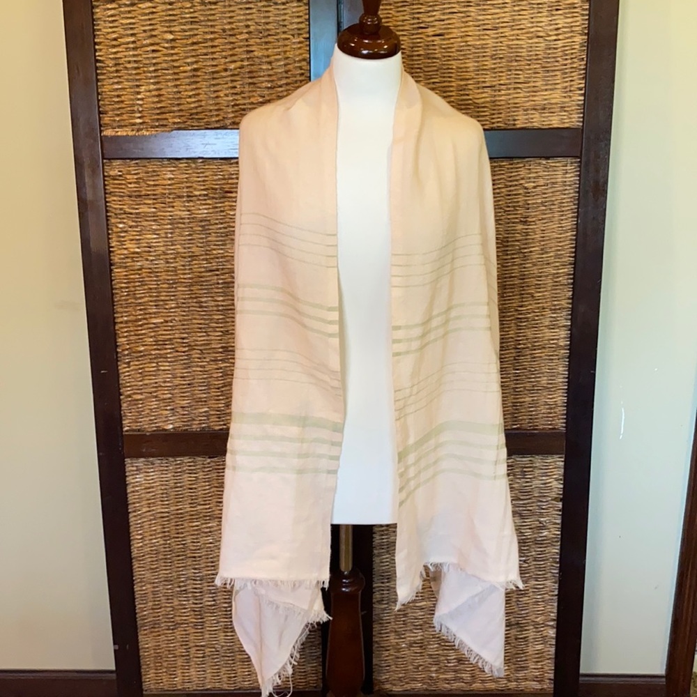 J crew pink with army green strip wrap poncho